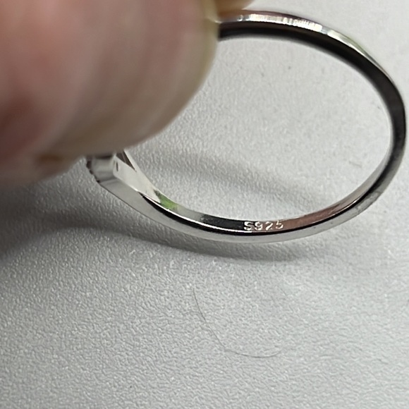 NEON BLUE APATITE, CZ, AND STERLING SILVER RING SIZE 9 - Picture 6 of 12